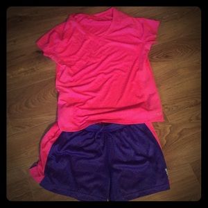 Pink V neck work out shirt